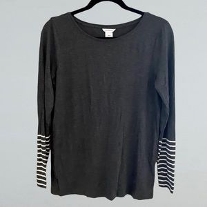 Club Monaco Striped Sleeve Top Size M